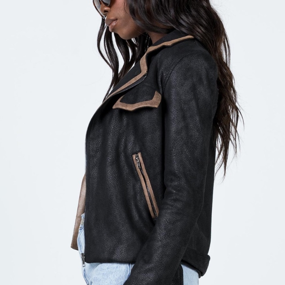 Princess Polly Faux Leather Biker Jacket